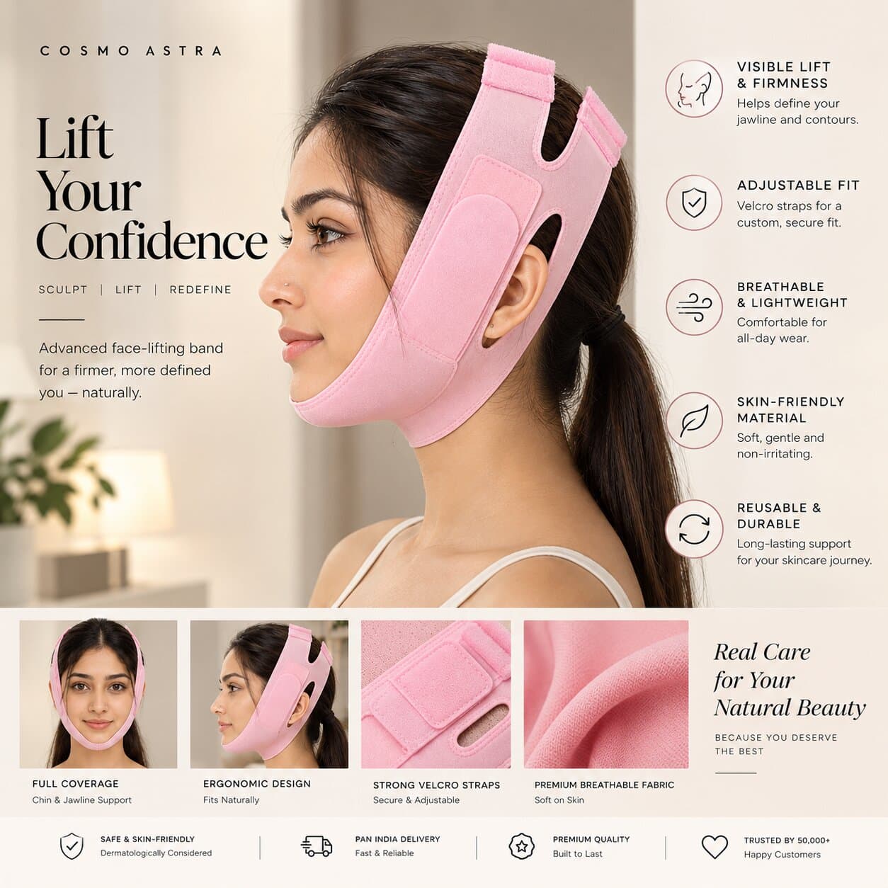 Freven Double Chin Lift Mask – Silicon V-Line Lifting & Face Shaping Belt